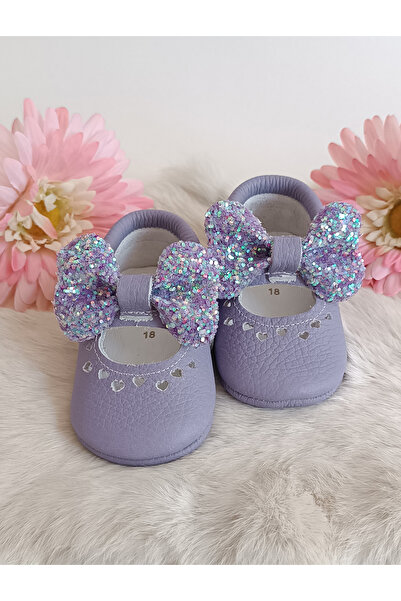 Hodore Alice Stoned Lilac Genuine Leather Baby Shoes Moccasin