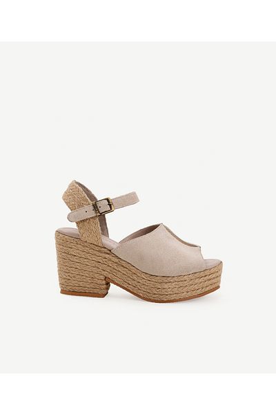 Yargıcı High Leather Espadrille with Straw Buckle Detail
