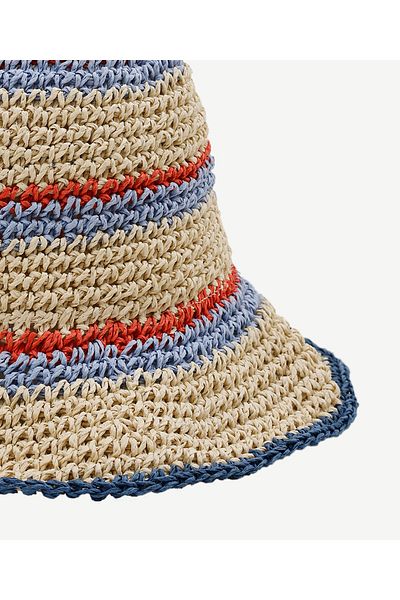Yargıcı Straw Hat with Colorful Stripe Detail