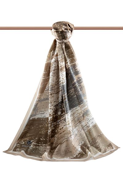 Vissona Γυναικείο σάλι πολυτελείας Medina Silk Beige-4