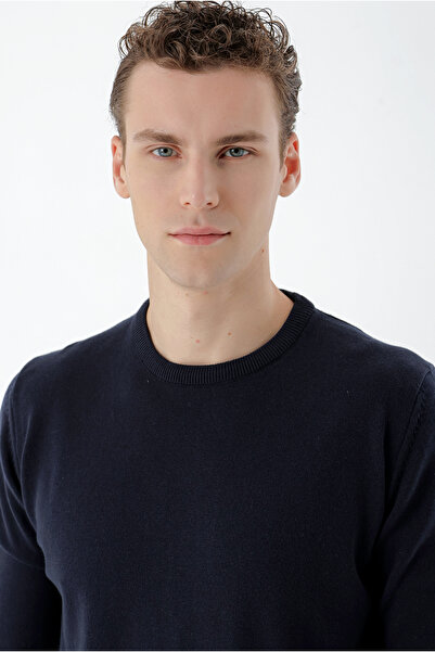 Morven Чоловічий темно-синій базовий велосипедний комір Dynamic Fit Зручний крій Трикотаж