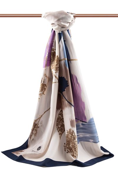 Vissona Γυναικείο σάλι Luxury Medina Silk Shawl Lilac Navy Blue