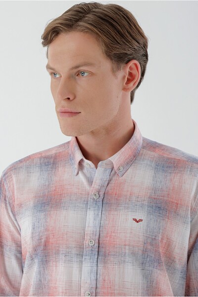 Morven Men's Red Linen Checked Regular Fit Shirt