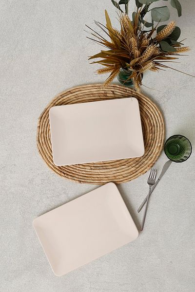 Keramika Cream Siera Boat Plate 31*21 cm 2 Pieces 030