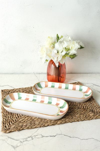 Keramika Bronze Palm Noyan Boat Plate 26 cm 2 Pieces 22900