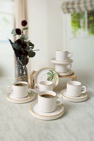 Keramika Σετ τσαγιού Bronze Palm Stackable 12 τεμαχίων για 6 άτομα 22902-03