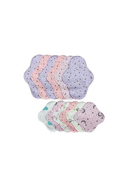 Ponped Bamboo Washable Natural Women's Pads 12 Pcs (Normal - Daily) Mixed Color