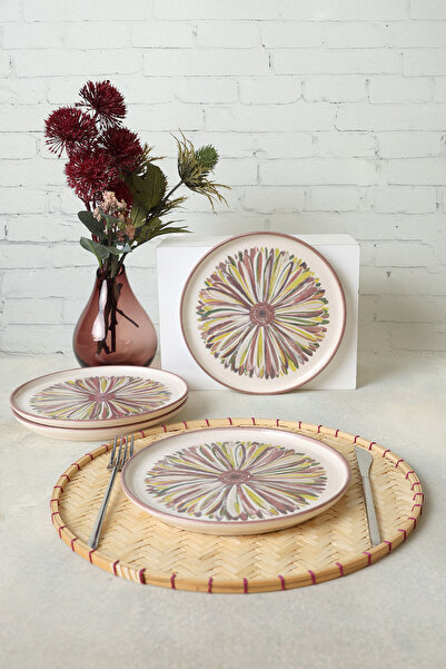 Keramika Serene Flower Nordic Cake Plate 22 Cm 4 Pieces 22983