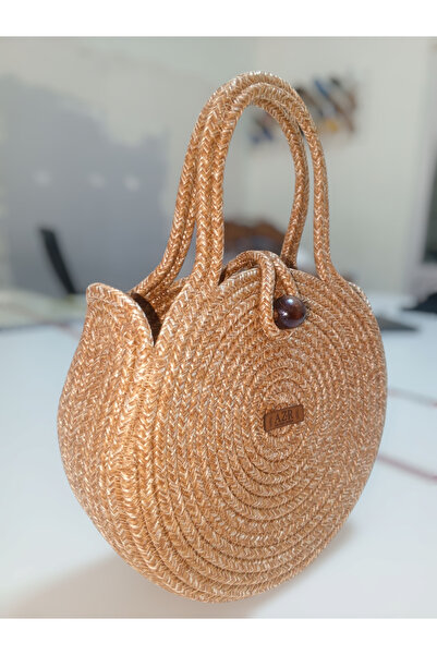 AZR HOME DESİGN Natural Jute Rope Handmade Straw Hand Bag Arm Bag Day Bag