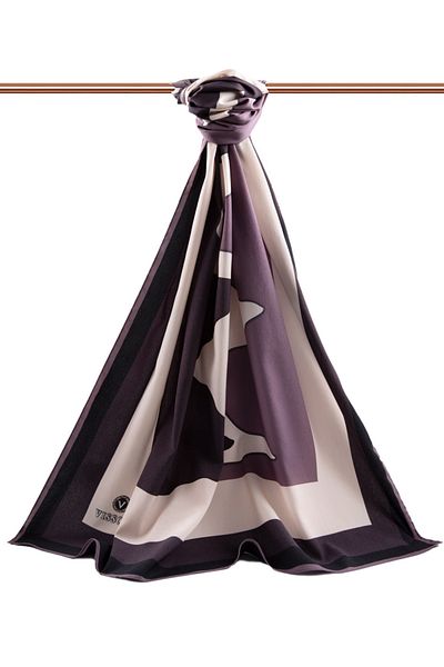 Vissona Γυναικείο πολυτελές μεταξωτό σάλι Medina Plum-1