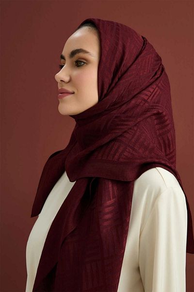 Imannoor İmannoor Iman Kare Bordo Naia șal din bumbac 70x210