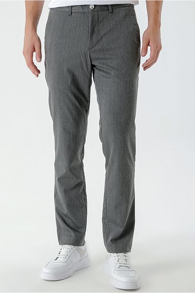 Morven Men's Smoked Polyviscon Trend Striped Slim Fit Classic Trousers