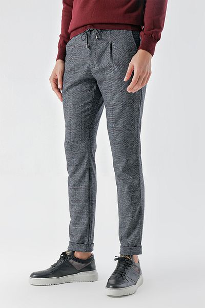 Morven Ανδρικό αθλητικό παντελόνι Jogger Slim Fit με κορδόνι σε μπλε Navy Polyvisco Trend