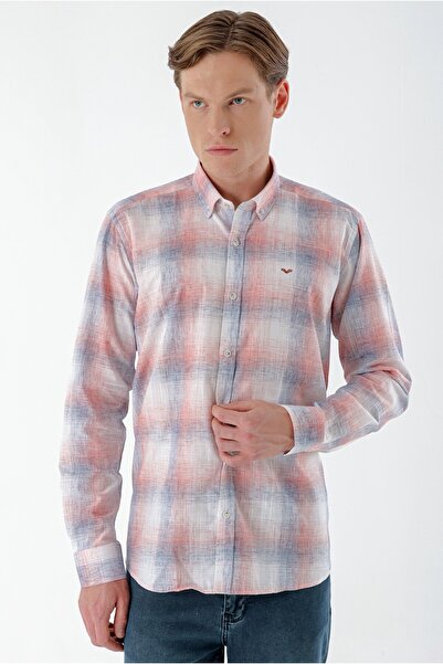 Morven Men's Red Linen Checked Regular Fit Shirt
