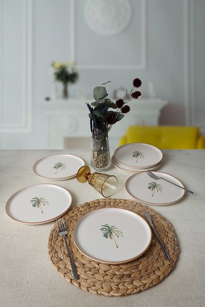 Keramika Farfurie Nordic Tort Palm Bronz 22 Cm 6 Bucăți 22901