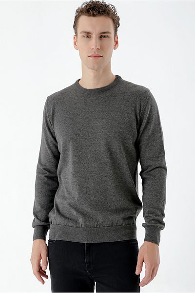 Morven Ανδρικά πλεκτά Smoked Basic Crew Neck Dynamic Fit Comfortable Cut