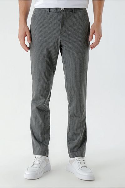 Morven Men's Smoked Polyviscon Trend Striped Slim Fit Classic Trousers