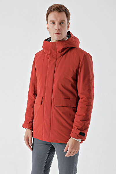 Morven Men's Tile Flora Snap-Up Hooded Dynamic Fit Comfortable Cut Coat