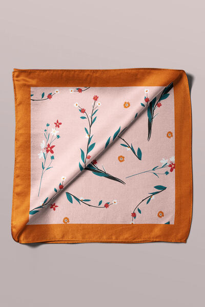 Modabutik Y88 Kadın Flow Desenli Bandana 50x50 Pudra Dg0170-22 Snz