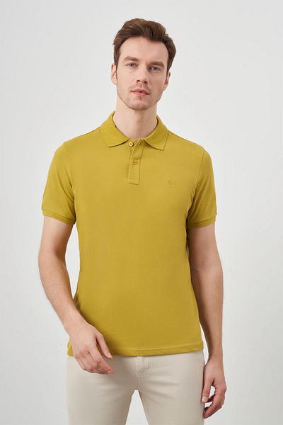 Morven Ανδρικό μπλουζάκι με μούχλα λεμονιού Basic Polo Neck Dynamic Fit