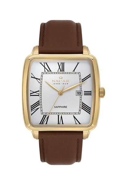 Nacar SAFİR CAM KLASİK KAHVERENGİ ERKEK KOL SAATİ NC34-29B689-DWL2