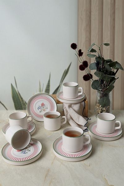 Keramika Σετ τσαγιού Rose Line Stackable 12 τεμαχίων για 6 άτομα 22910-12