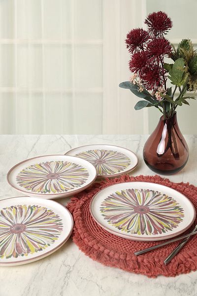 Keramika Serene Flower Nordic Cake Plate 22 Cm 4 Pieces 22983