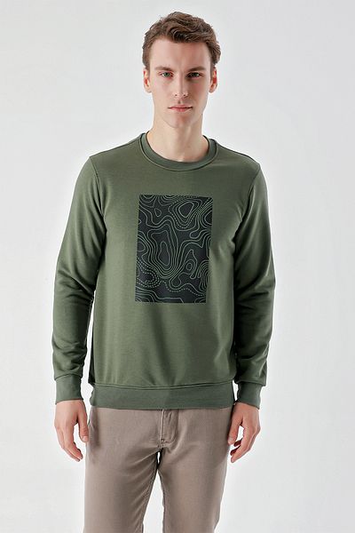 Morven Ανδρικό φούτερ με λαιμόκοψη Khaki Trend