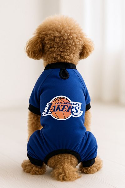 MPZ Pets Cat and Dog Clothing & Gown - Saks Blue 4 Leg Overalls Los Angeles Lakers