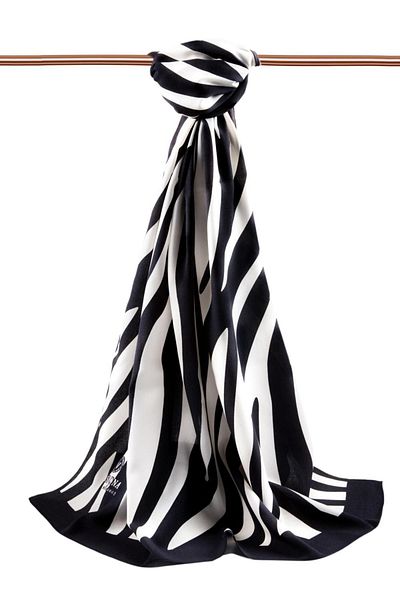 Vissona Γυναικείο σάλι Luxury Medina Silk Μαύρο - Λευκό