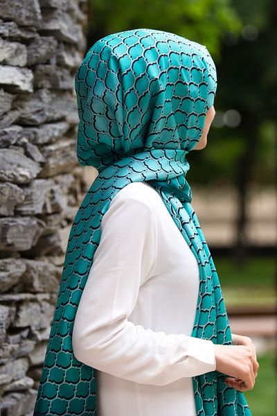 Vissona Γυναικείο Φρέσκο ​​Μεταξωτό Σάλι 90x210 Emerald Green Water Green