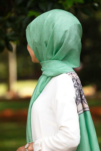 Vissona Γυναικείο Fresh Silk Shawl Mint Green Cream