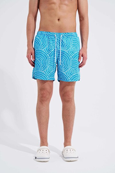 Machinist Ανδρικό vintage εμπριμέ μπλε και άσπρο σορτς κολύμβησης - Παραδοσιακό