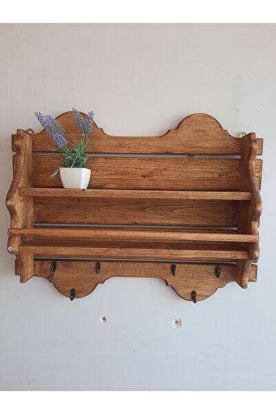 handwood Ahşap Duvar Rafı Terek Ceviz Tamamı Çam Ağacından Dekoratif duvar rafı