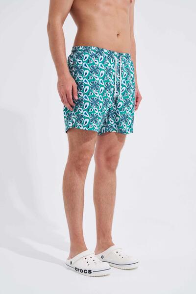 Machinist Πράσινο ανδρικό μαγιό - Flowers Printed