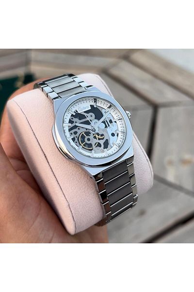 catera Men's Multifunctional Silver Steel Watch