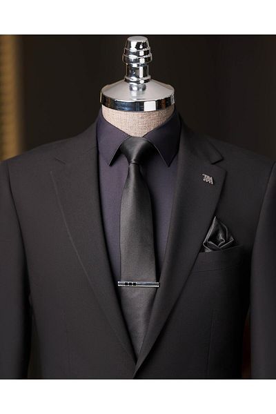 TerziAdemAltun Slim Fit Jacket Pants Suit Black T13576