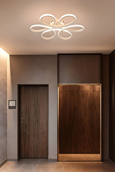 Sanctum Papatya Modern Beyaz Plafonyer Ultra Power Beyaz Ledli Avize -Orta Boy Çap 40 cm