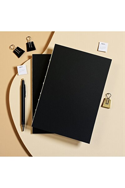 Fark Tanıtım Caiet A5 Enzo fără căptușeală cu design special copertă neagră - se poate deschide la 180 de grade, 100% lucrat manual