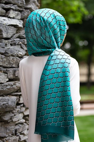 Vissona Γυναικείο Φρέσκο ​​Μεταξωτό Σάλι 90x210 Emerald Green Water Green