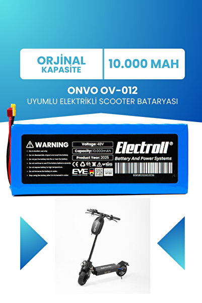 ELECTROLL Onvo Ov-012 Batarya (ORJİNAL KAPASİTE) 48v 10.000mah Pil Elektrikli...