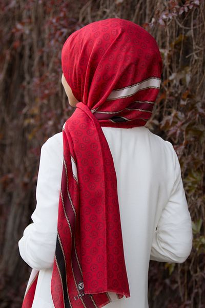 Vissona Women's Fresh Silk Shawl 90x200 Red Black