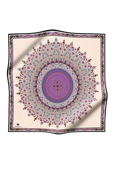 Vissona 100% Twill Silk Shawl με σχέδιο λιλά χρώμα 90x90 Σχήμα ραπτικής κασκόλ: Ράψιμο στο χέρι