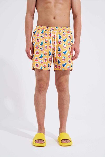 Machinist Ανδρικό κίτρινο σορτς κολύμβησης - Cute Fruits Printed