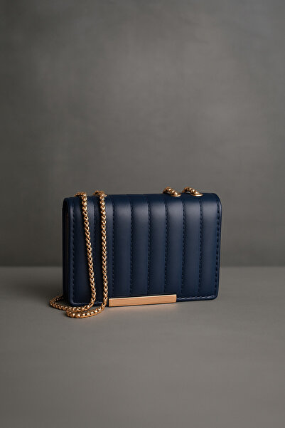 Nova Navy Blue Chain Strap Quilted Bag