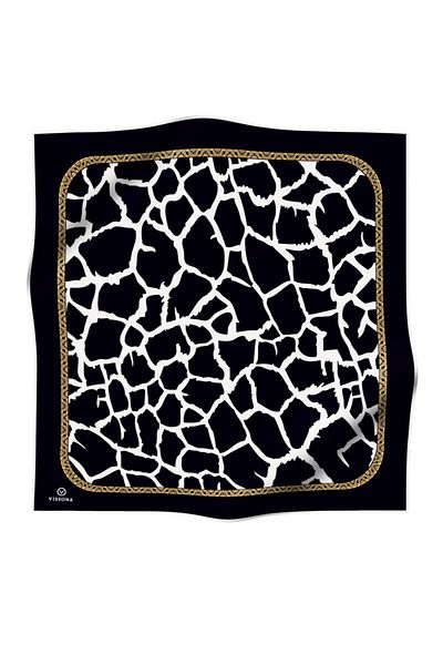 Vissona 100% Twill Stone μοτίβο μαύρο - κρεμ χρώμα κασκόλ 90x90 Μέθοδος ραψίματος: Ράψιμο στο χέρι