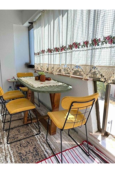 OTOTEDARİK Cross Stitch Basement Curtain Cross Stitch Hand Lace Linen Curtain