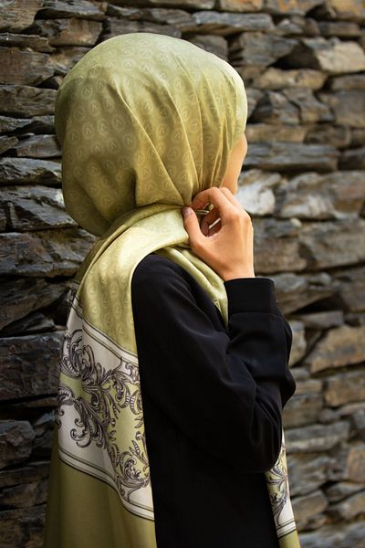 Vissona Γυναικείο Fresh Silk Shawl Πράσινη Κρέμα Φιστίκι