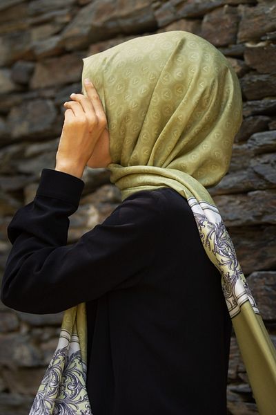 Vissona Γυναικείο Fresh Silk Shawl Πράσινη Κρέμα Φιστίκι