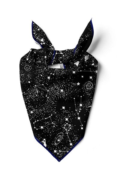 Modabutik Women's Star Patterned Bandana 50x50 Black White Dg0442-22 Snz